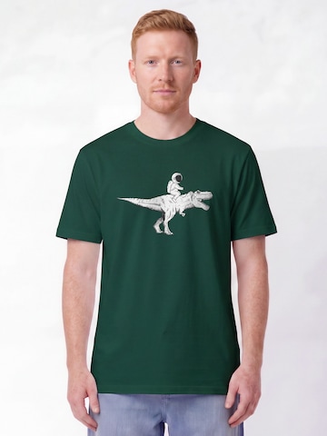 T-Shirt 'Astronaut On T-Rex' Watapparel en vert : devant