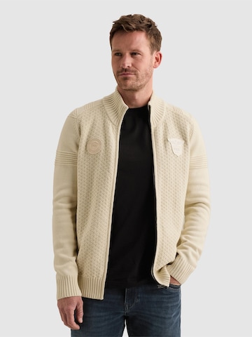 Vestes en maille 'Cardigan with zipper closure and raglan sleeves' PME Legend en beige : devant