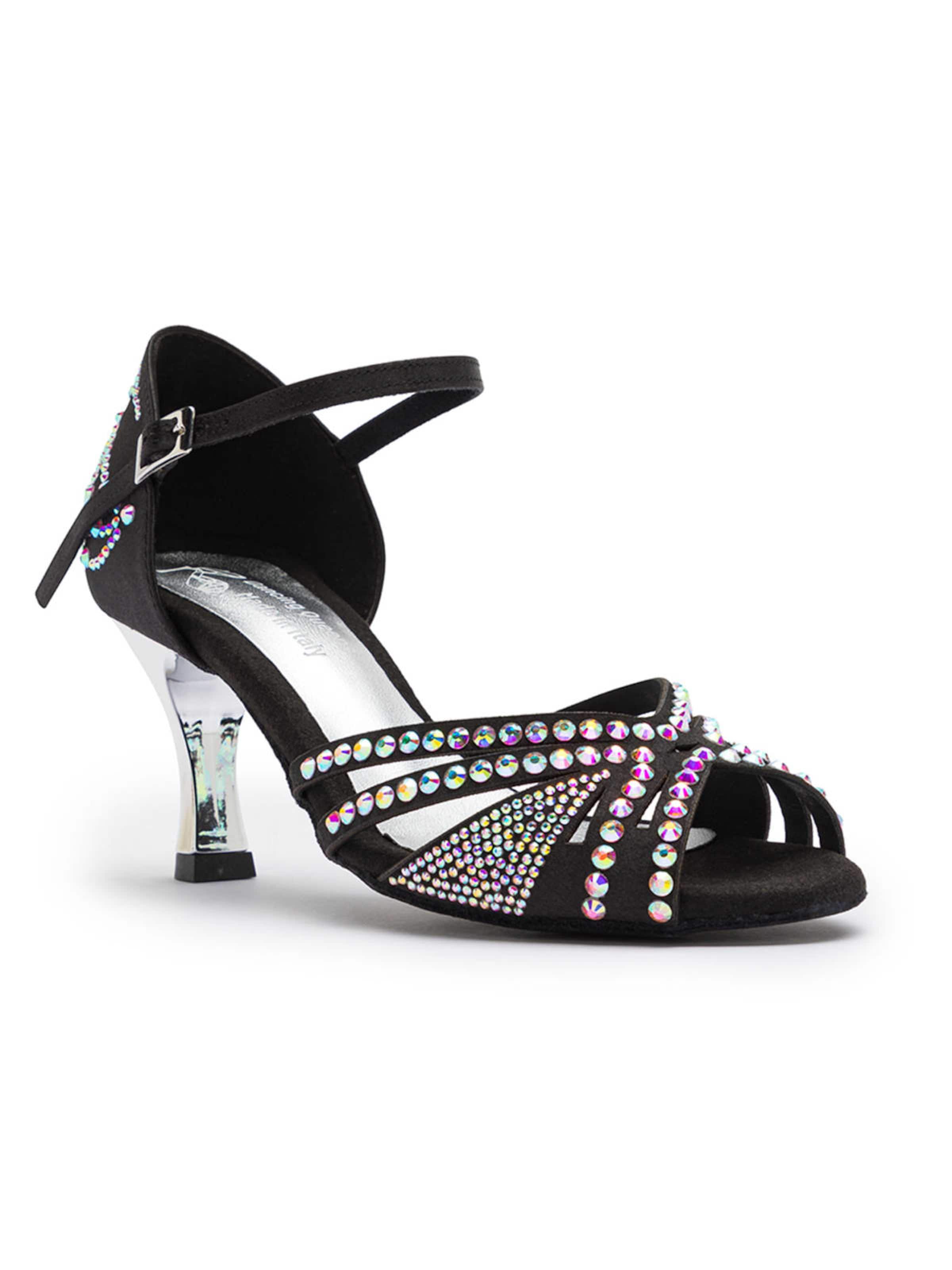 Dancing Queens Pumps 'Sparkle Shine Tanzschuhe Satin - Absatz 7.0 cm flare'‌ in Schwarz