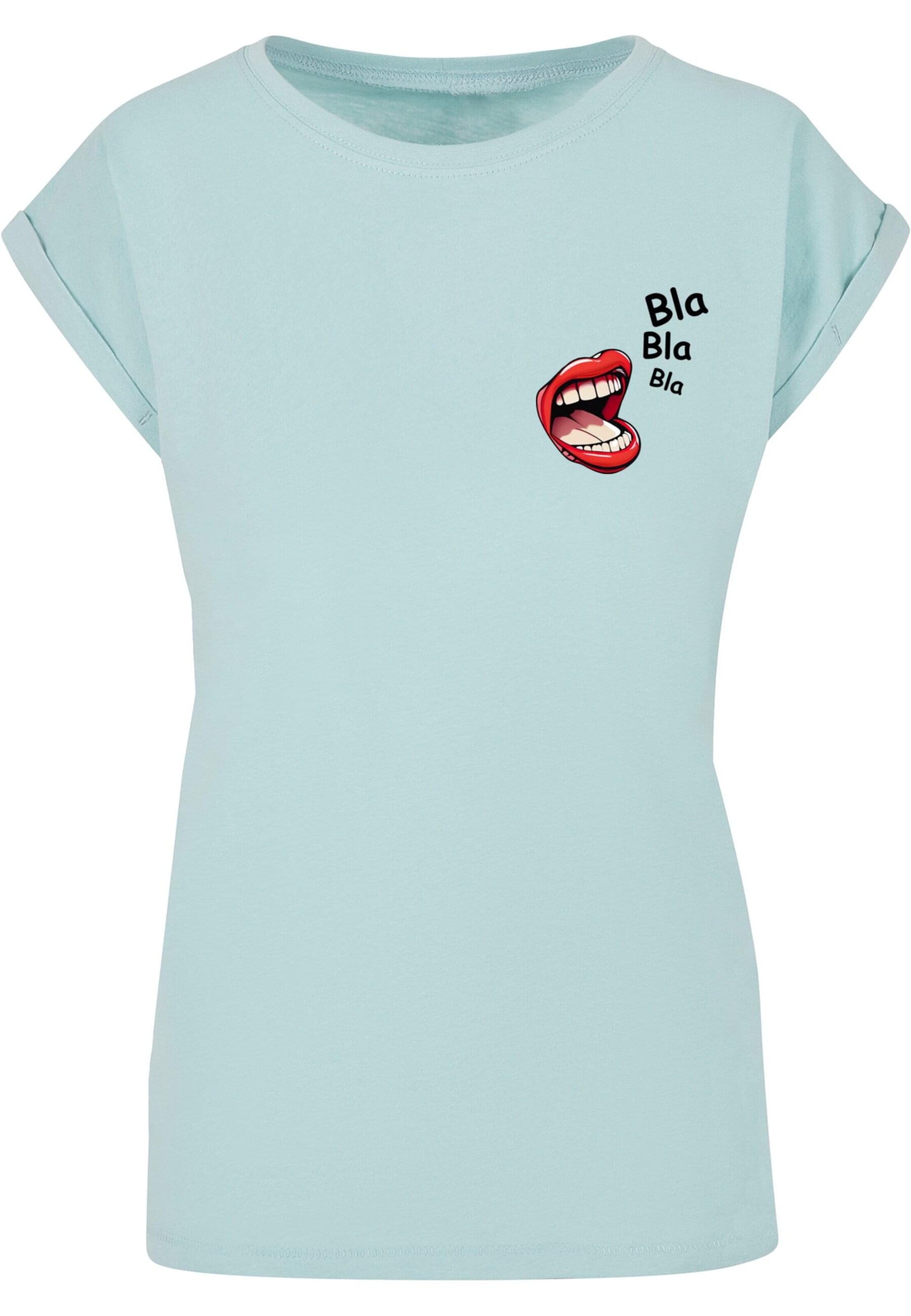 Merchcode Shirt 'Bla Bla Bla Comic' in Blauw: voorkant