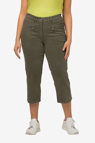 Ulla Popken Slim fit Pants 'Mony' in Green: front