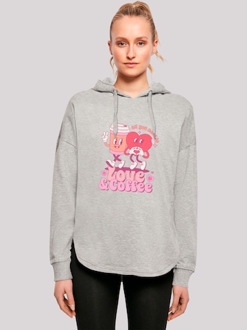F4NT4STIC Sweatshirt 'Love and Coffe Valentinstag' in Grey: front