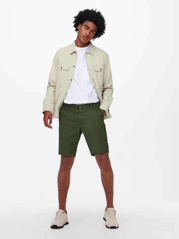 Only & Sons Regular Chino Pants 'Cam' in Green