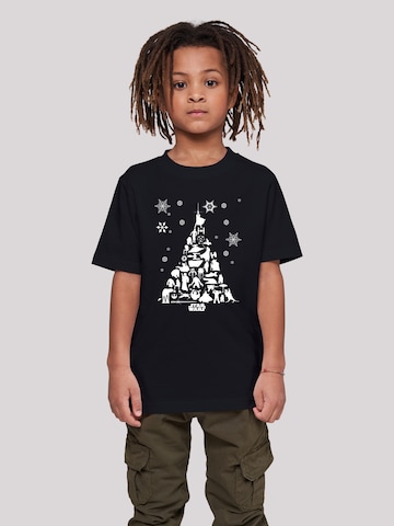 F4NT4STIC Shirt 'Star Wars Christmas Tree' in Zwart: voorkant