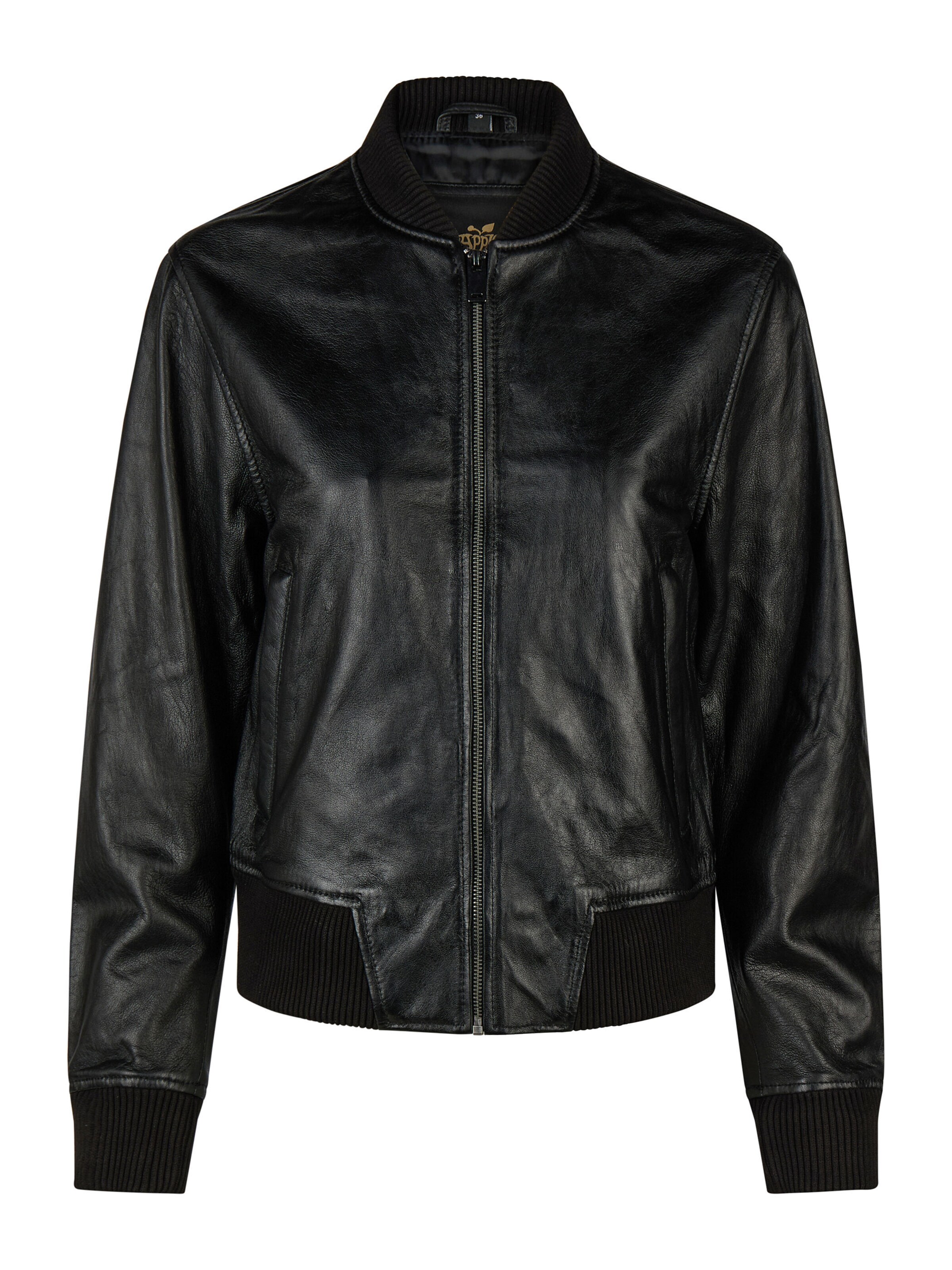 Apple of Eden Lederjacke in Schwarz: Vorderseite