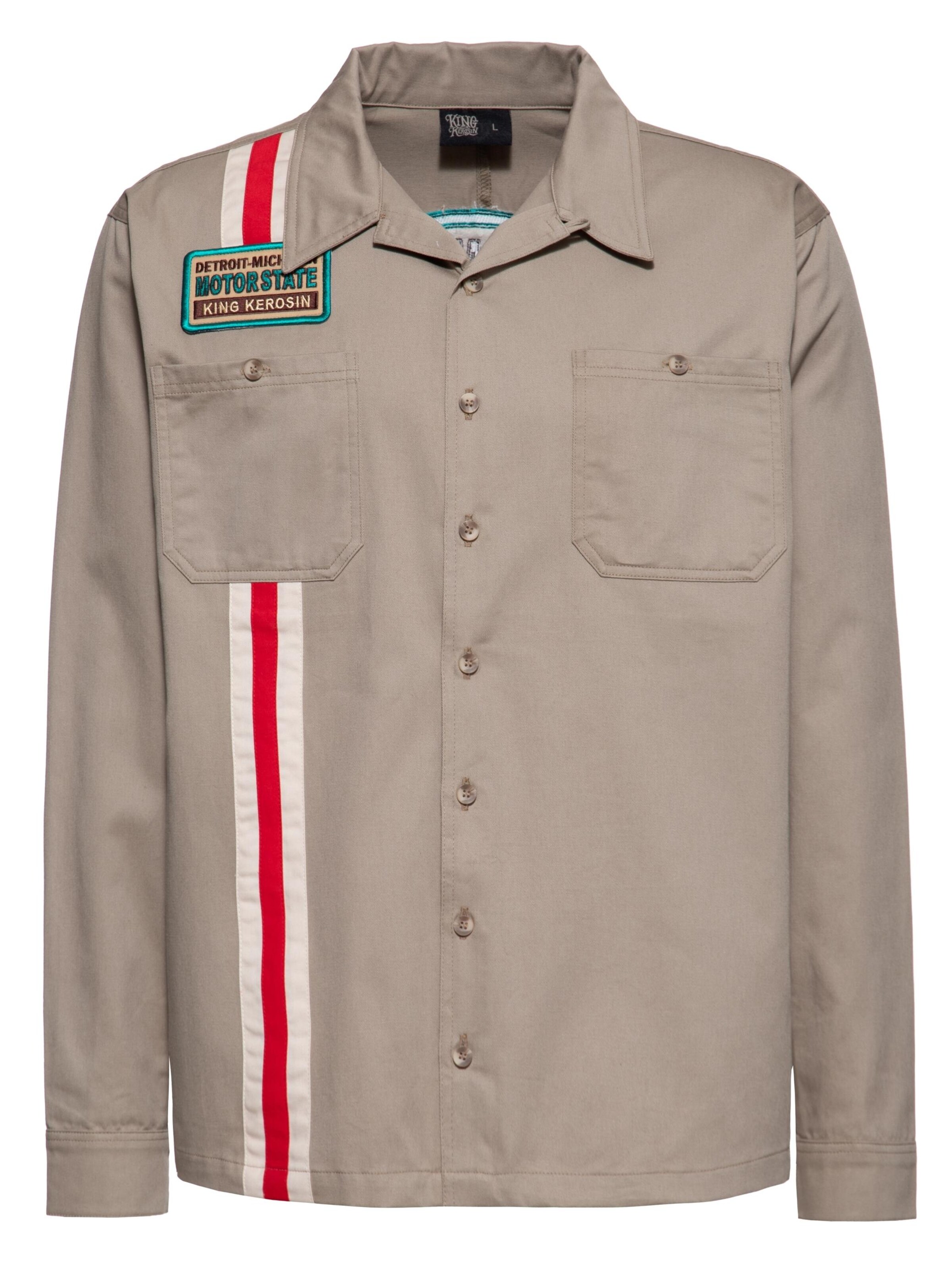 King Kerosin Button Up Shirt 'Kustom Kulture V8' in Sand, Item view