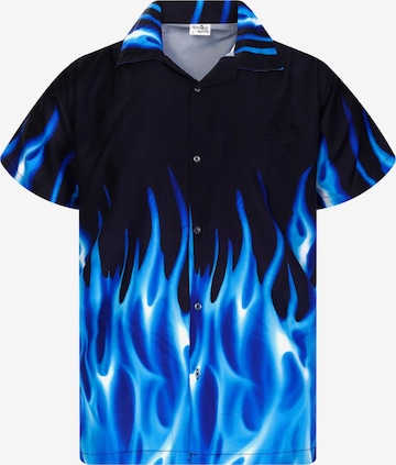 Maglietta 'Flames' di King Kameha in blu: frontale