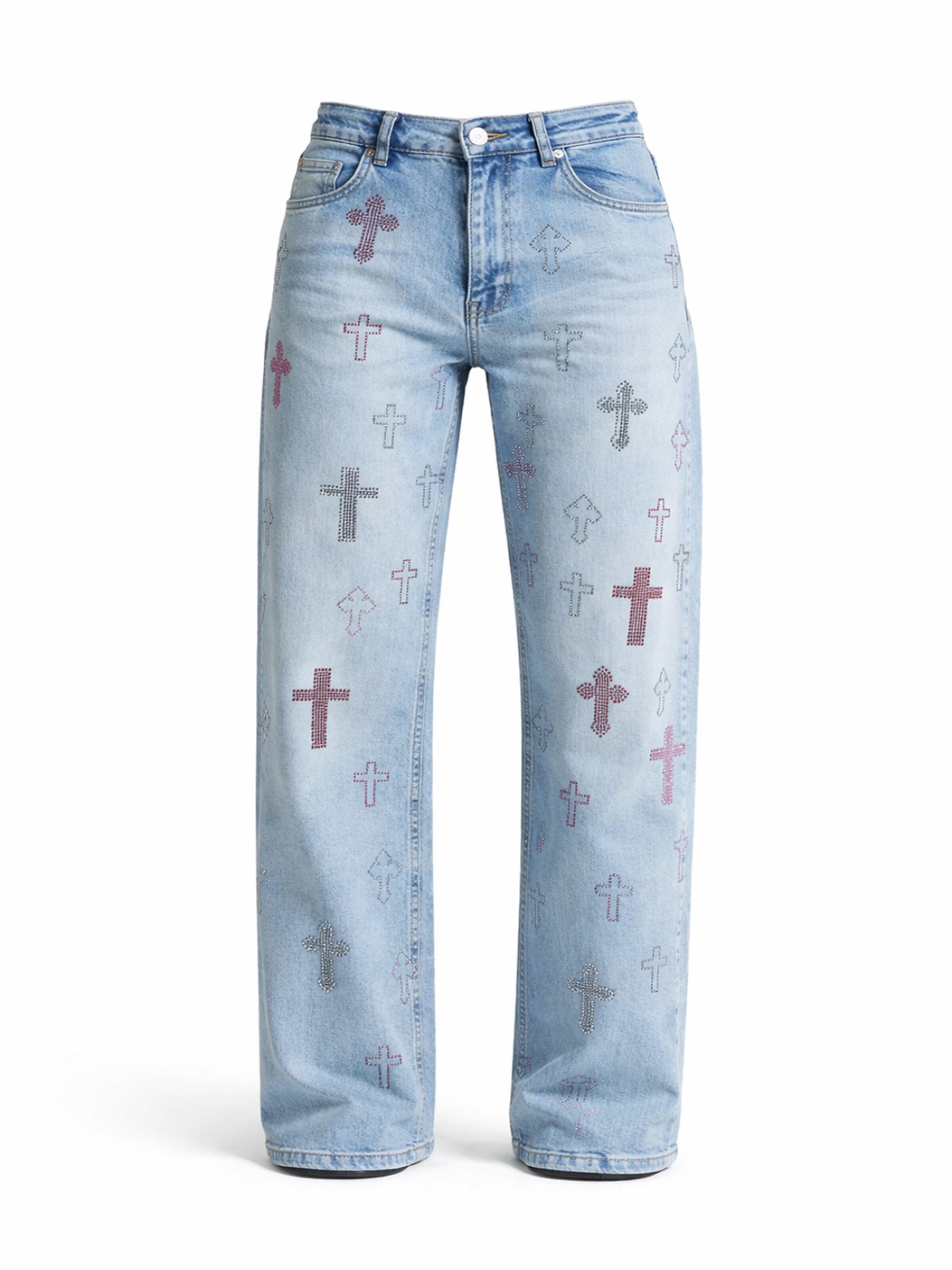 Loosefit Jean 'RHINESTONE LOOSE MID RISE JEANS' IT'S BASIC en bleu : devant