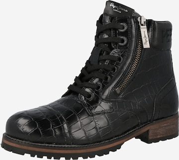 Bottines à lacets Pepe Jeans en noir : devant