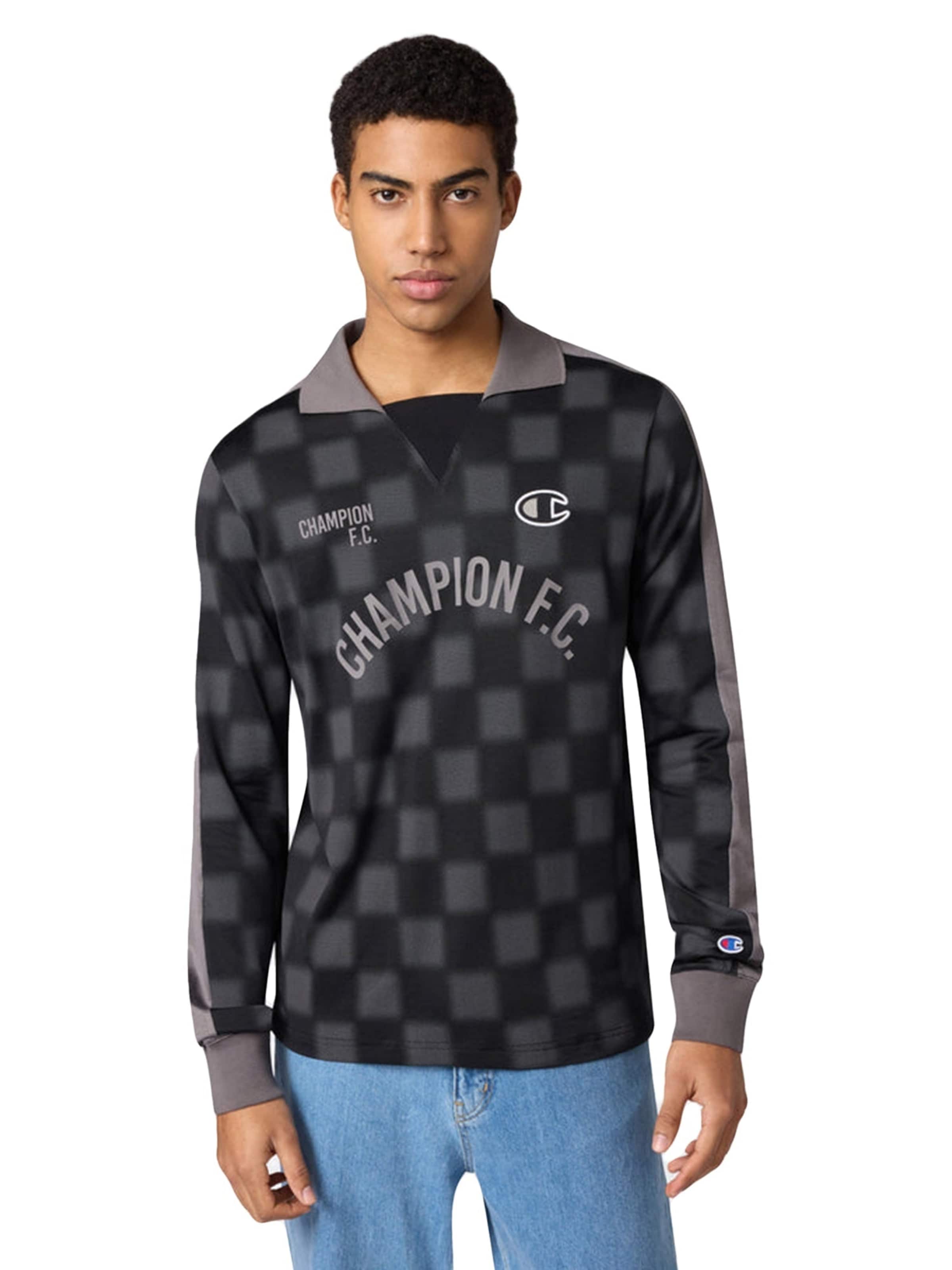 Champion Koszulka 'LONG SLEEVE POLO T-SHIRT' w kolorze czarny: przód
