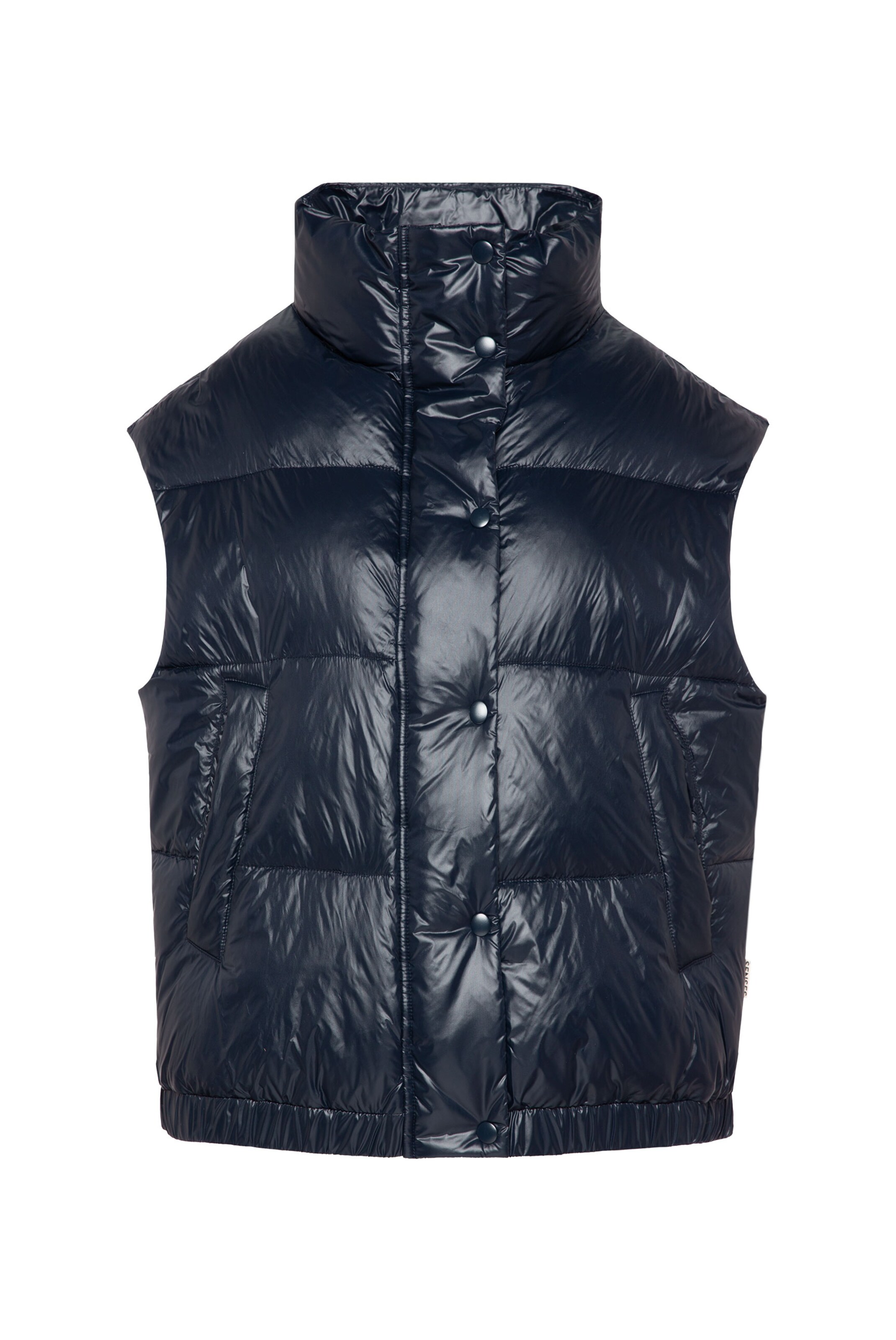 SENSES.THE LABEL Glänzende Steppweste Oversized in Blau: Vorderseite