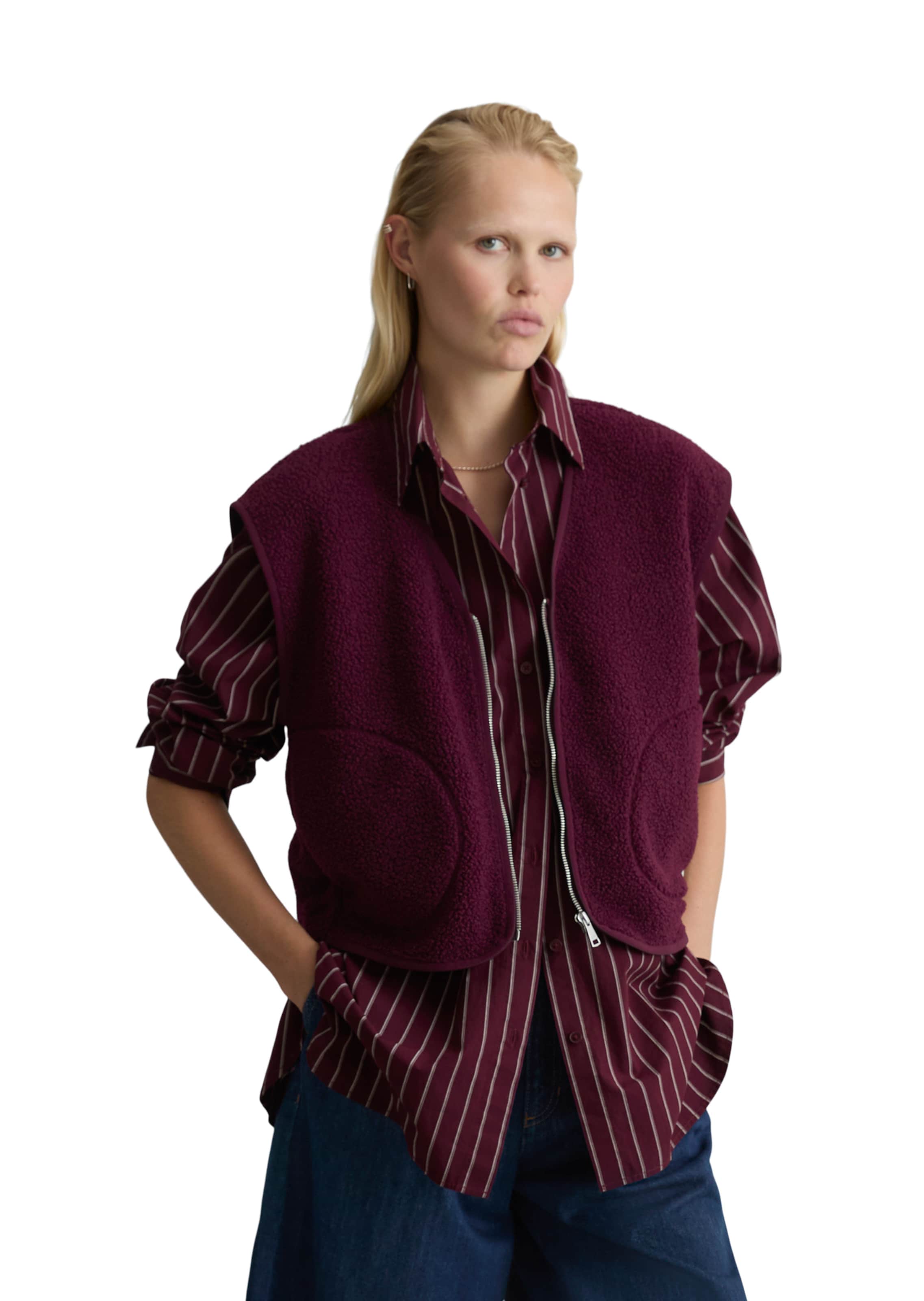 Marc O'Polo DENIM Bodywarmer in Rood: voorkant