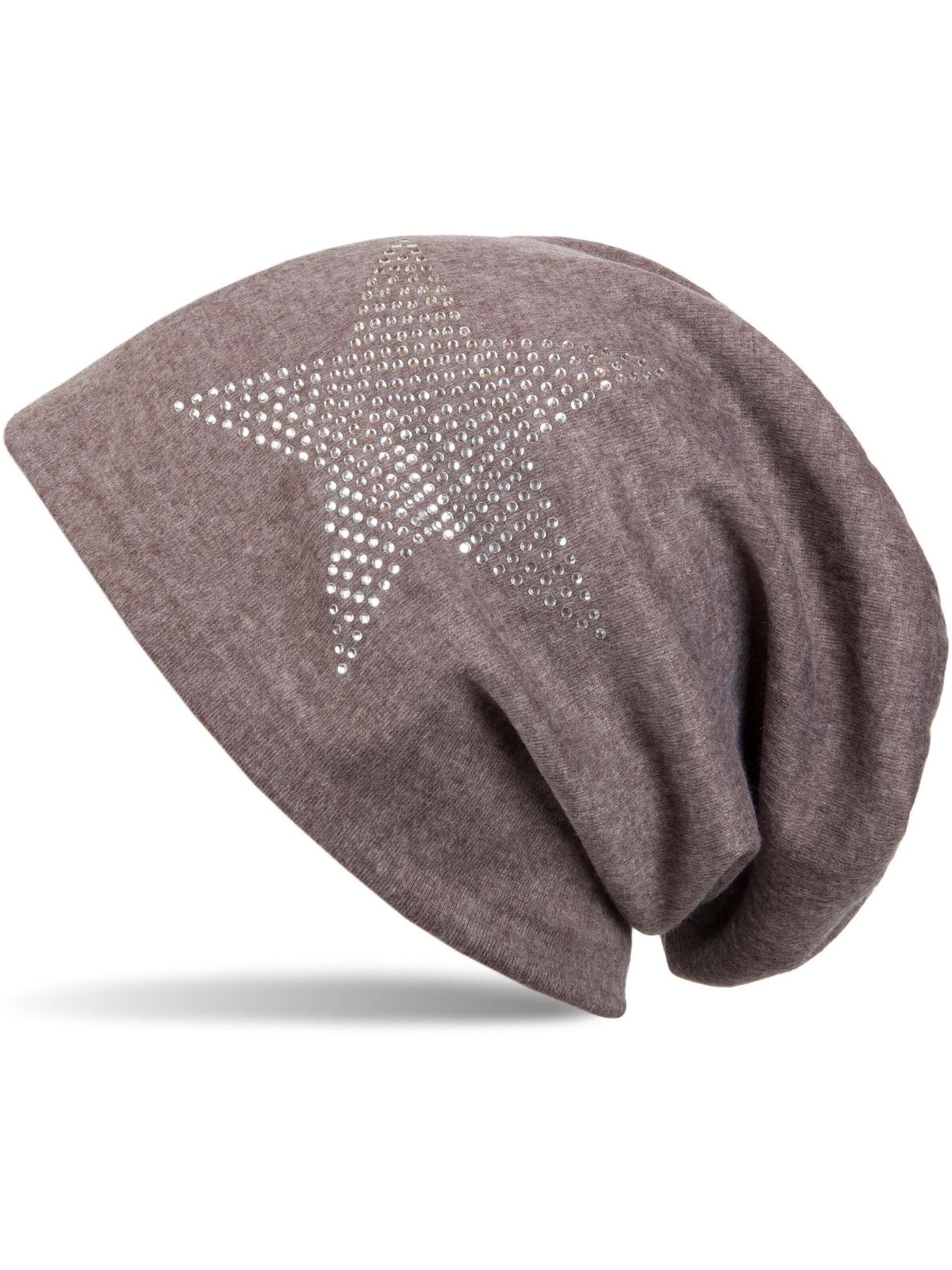 styleBREAKER Mütze 'Warme Beanie Mütze mit Strass Stern'‌‌‌‌‌ in Braun: Vorderseite