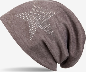 styleBREAKER Mütze 'Warme Beanie Mütze mit Strass Stern' in Braun: Vorderseite