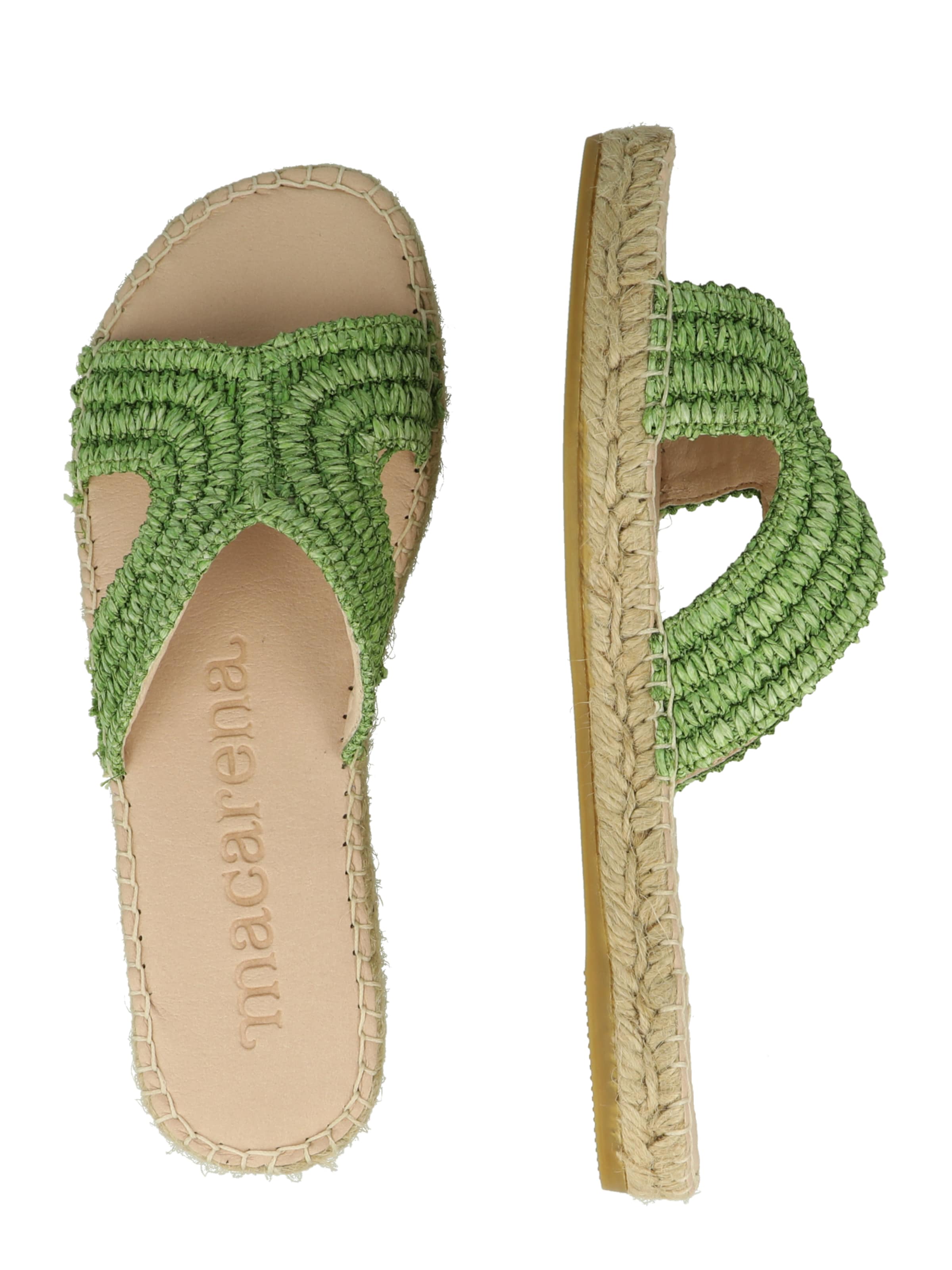 MACARENA Klapki 'RAFIA' w kolorze zielony