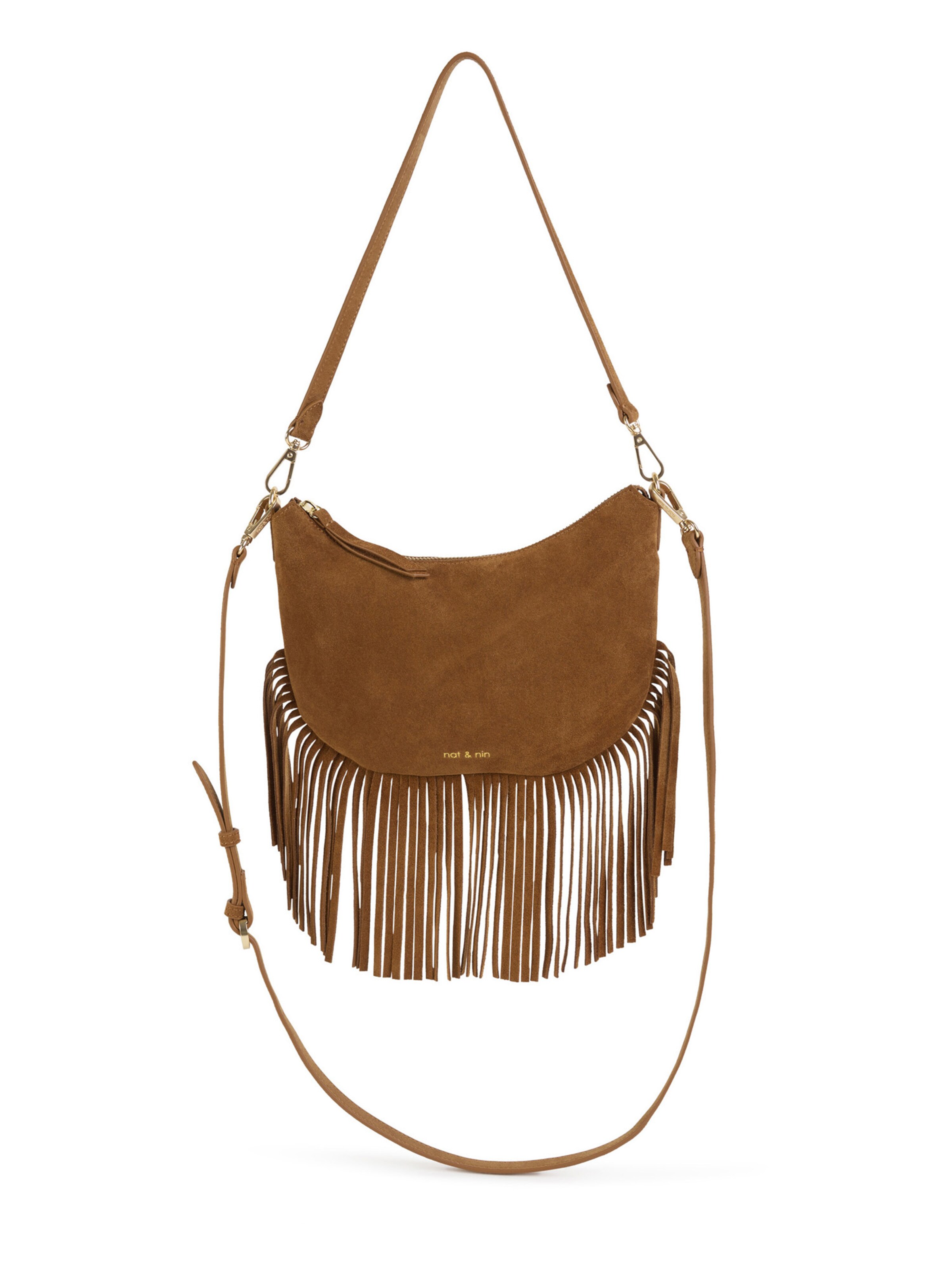 Nat&Nin Чанта с презрамки 'LUNE FRANGE' в кафяво