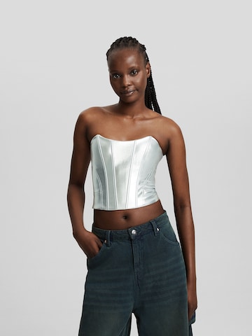 Bershka Top in Silver: front