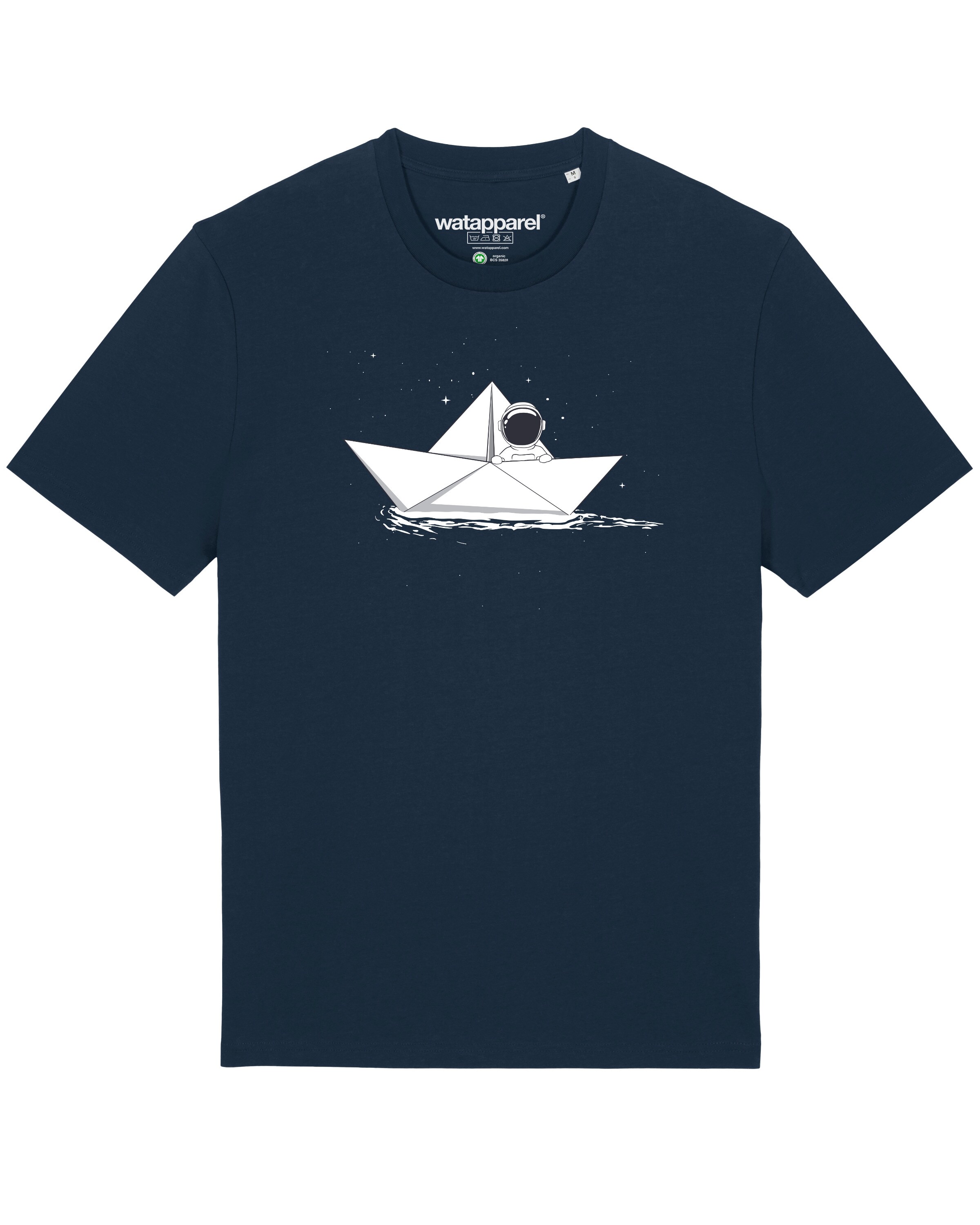 Watapparel Shirt 'Astronaut in paper boat' in Blauw: voorkant