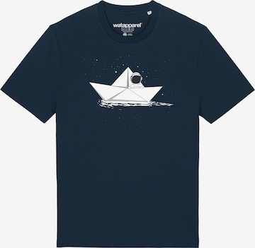 T-Shirt 'Astronaut in paper boat' Watapparel en bleu : devant
