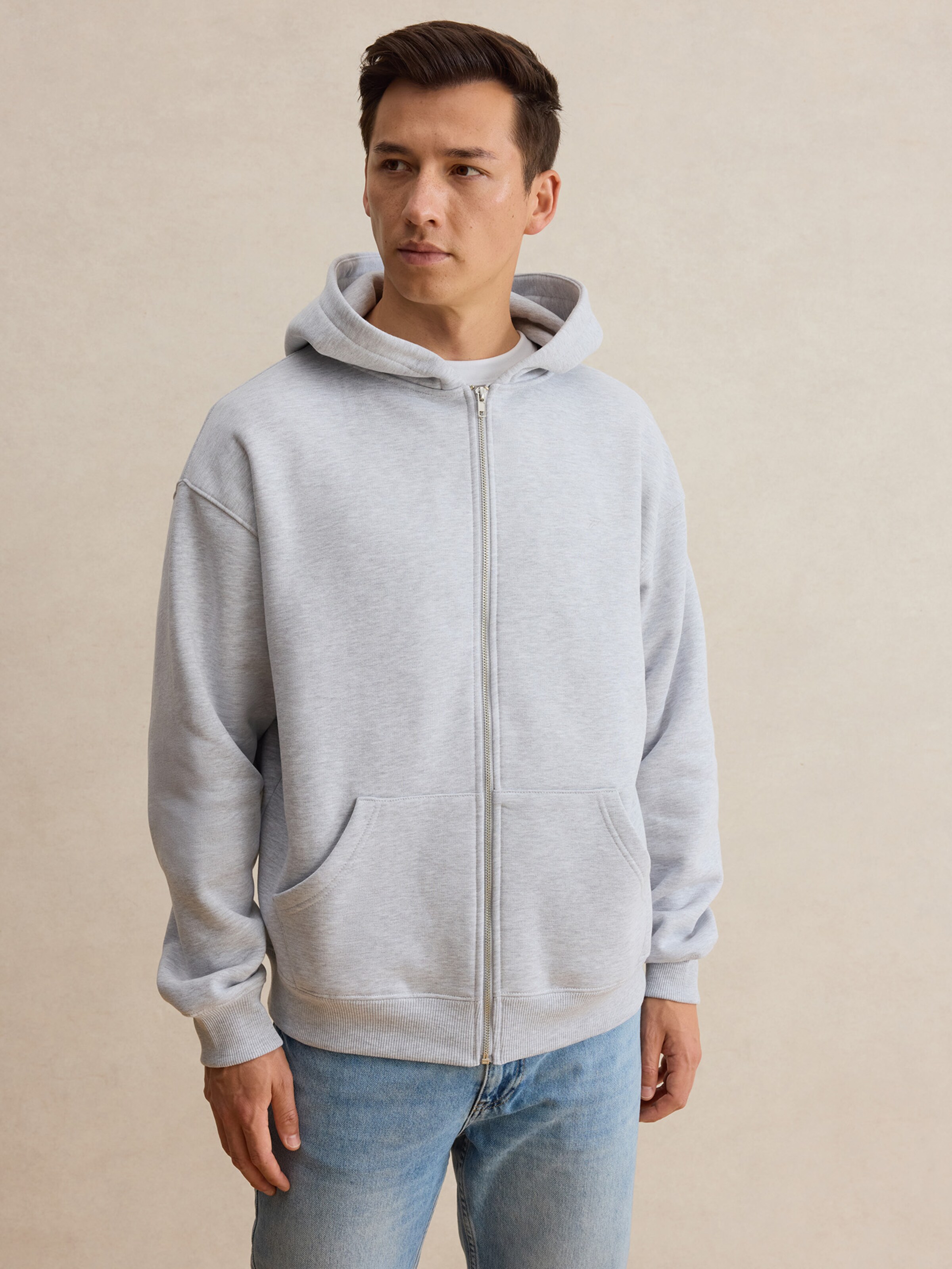 DAN FOX APPAREL Zip-Up Hoodie 'Fabian' in Mottled Grey | ABOUT YOU