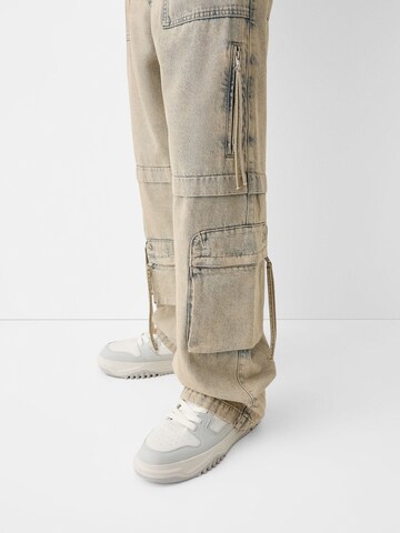 Wide Leg Jeans cargo Bershka en bleu