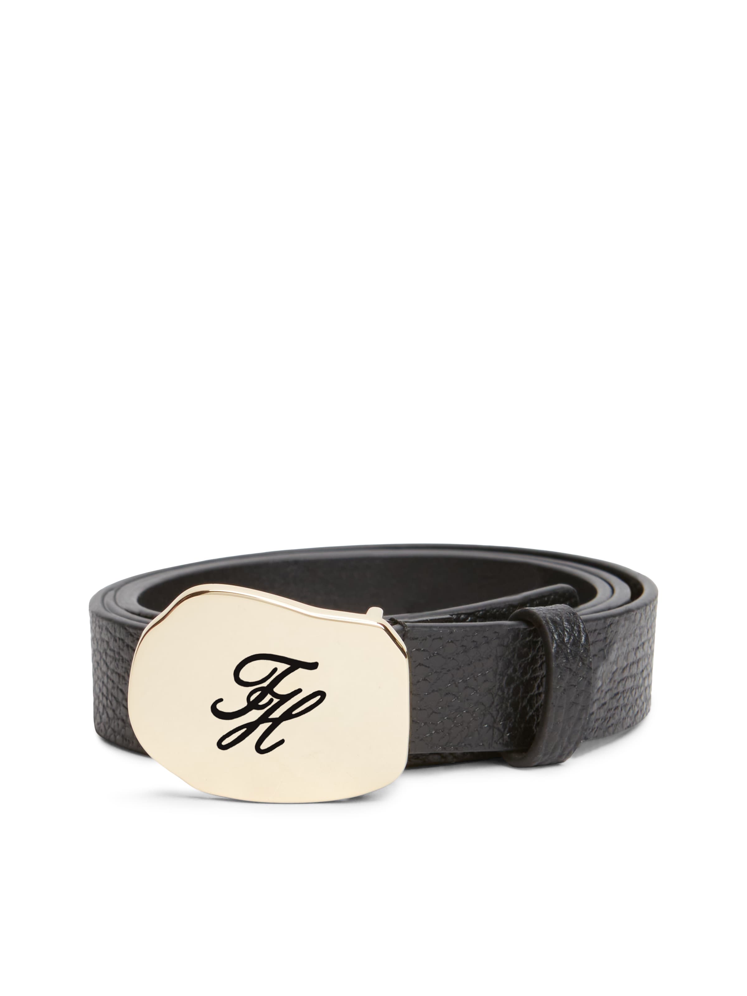 TOMMY HILFIGER Bælte 'TH PLAQUE' i sort: forside