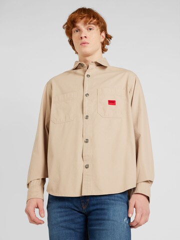 HUGO Comfort fit Button Up Shirt 'Erato' in Beige: front