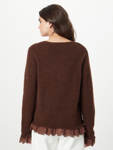 Cream Sweater 'Lacy' in Brown