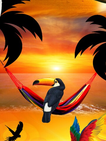 Hawaiihemdshop.de Regularny krój Koszula 'Hawaiihemd "Sunshine Parrots"' w kolorze pomarańczowy