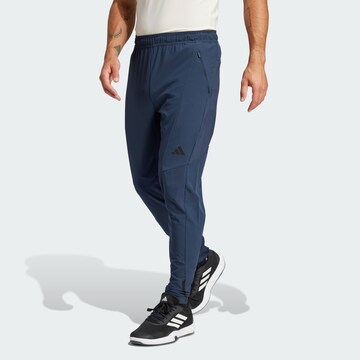 ADIDAS PERFORMANCE Tapered Sports trousers 'Designed for Training' in Blue: front