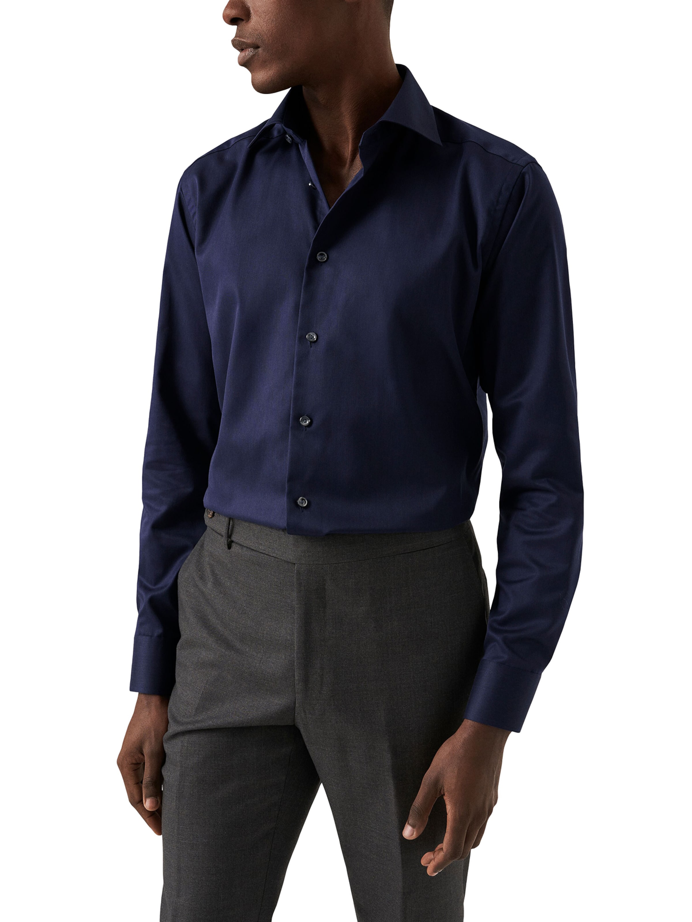 ETON Slim fit Button Up Shirt in Blue: front