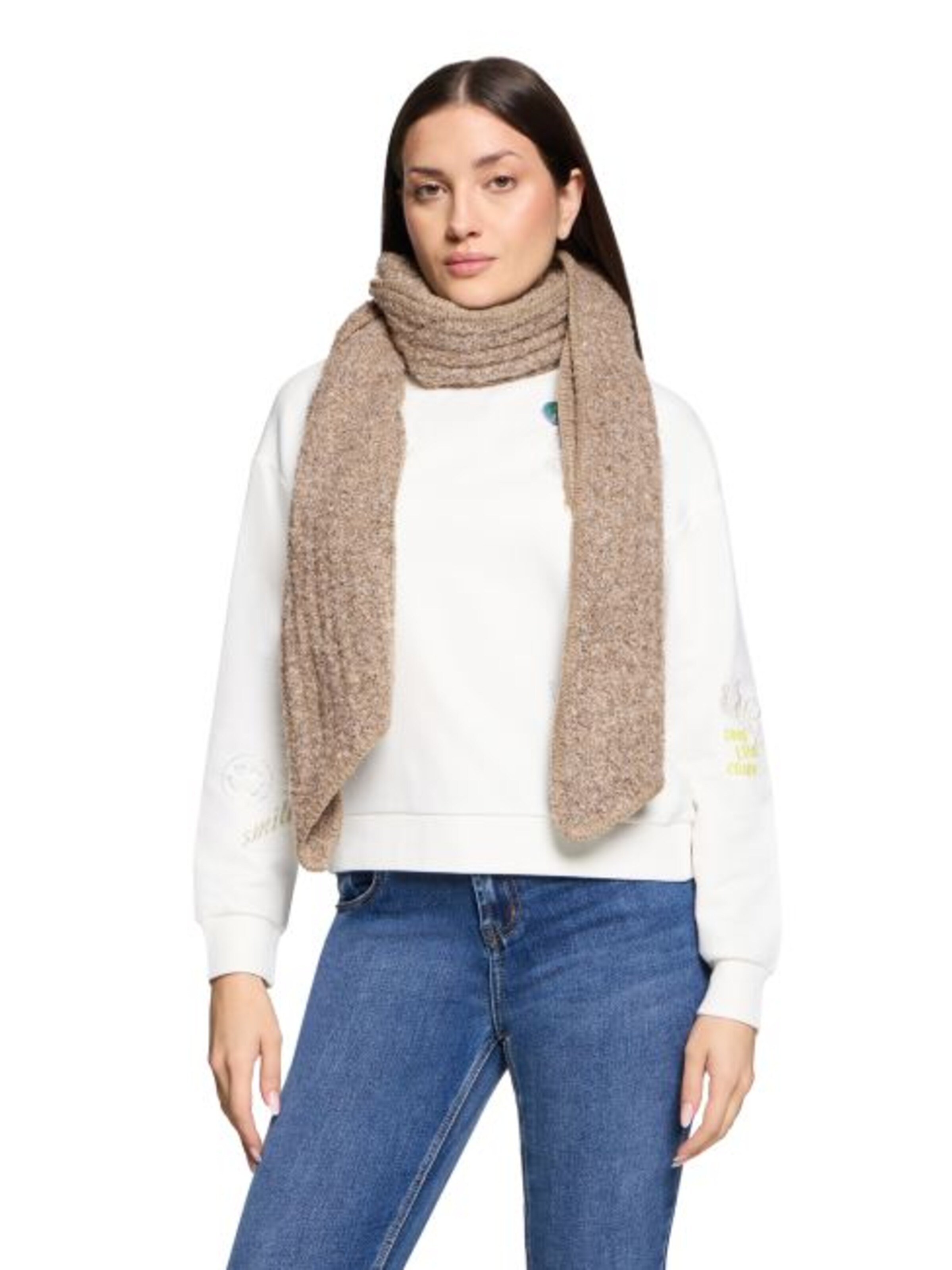 Cartoon Sjaal in Beige: voorkant