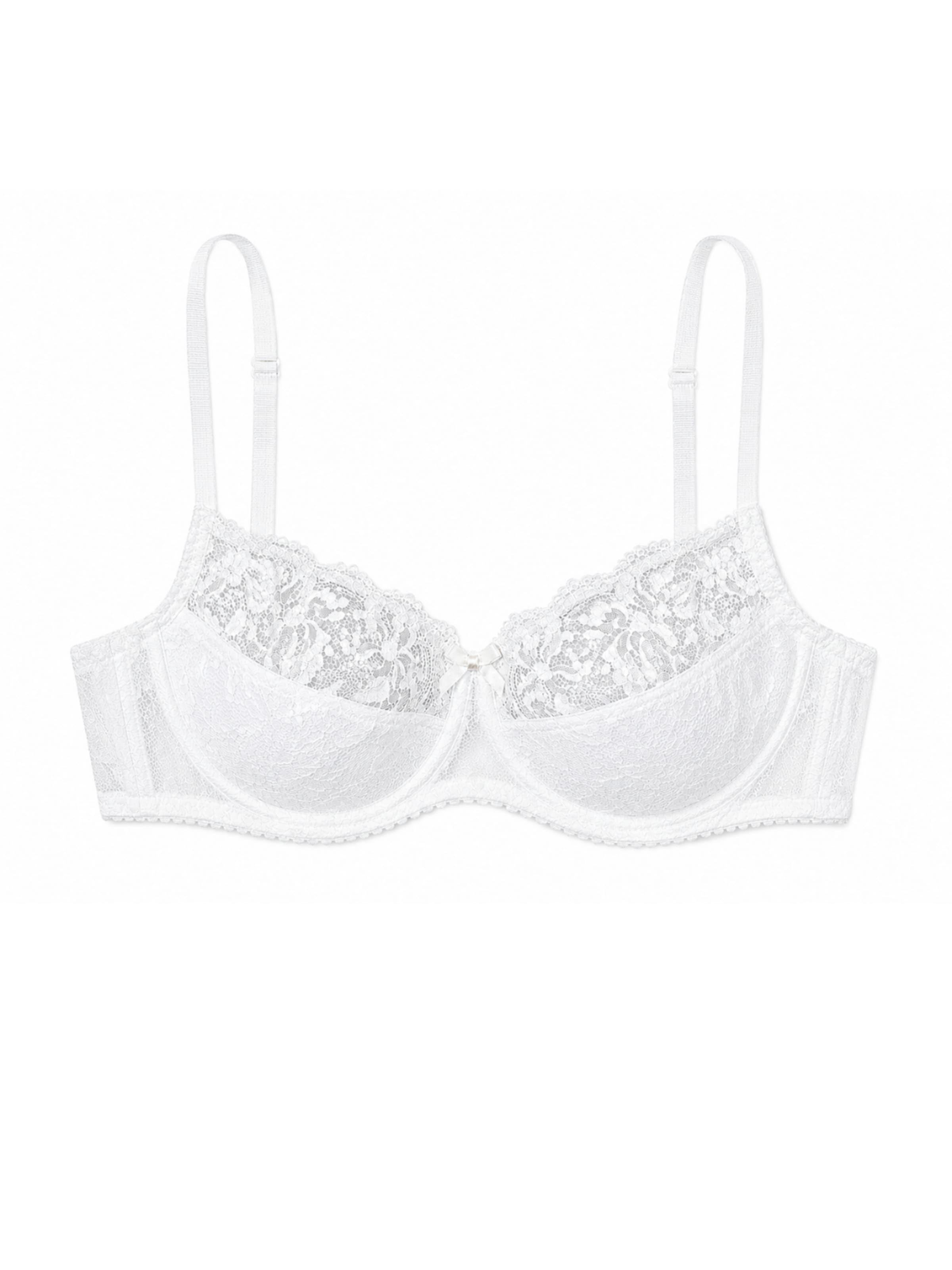 MILENKA Balconette Bra 'MILENKA - lace bra - half padded - white' in White: front