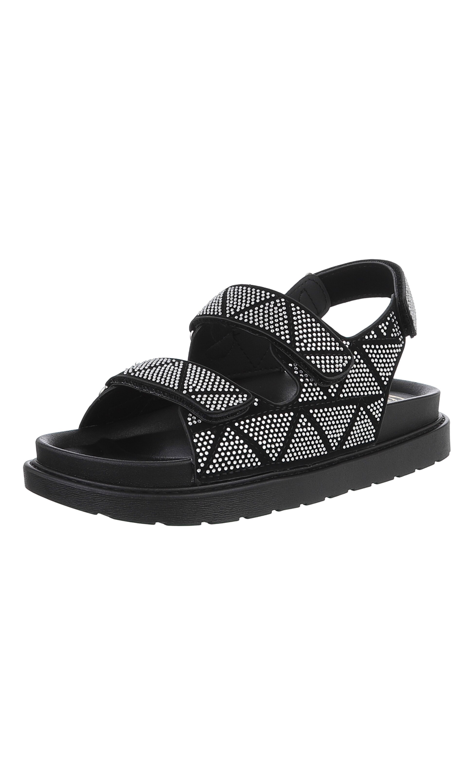 Ital-Design Strap Sandals in Black: front