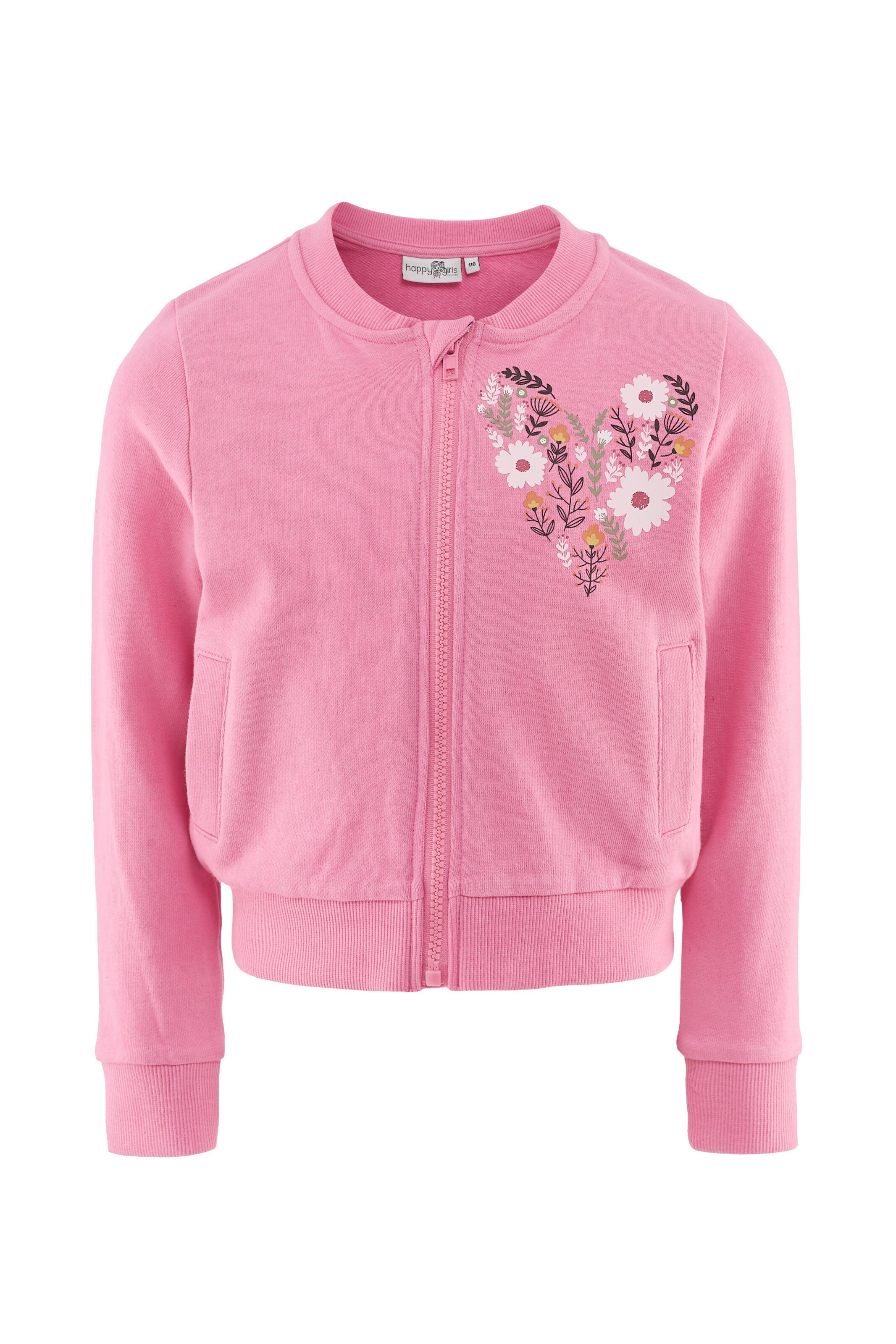 Veste de survêtement happy girls en rose : devant