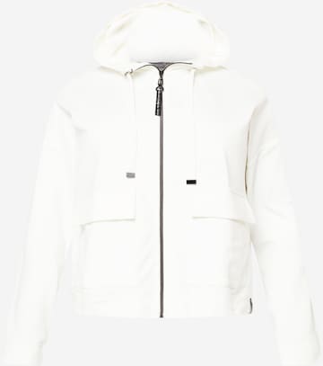 SAMOON Zip-Up Hoodie in White: front