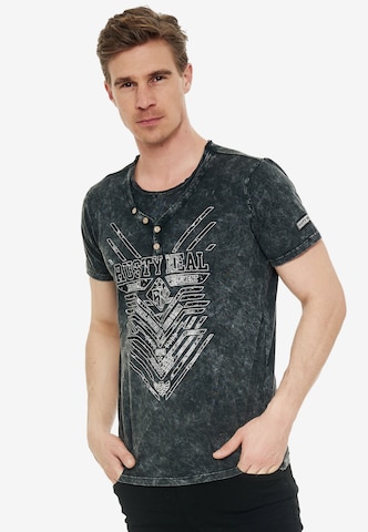 Rusty Neal Cooles T-Shirt Kurzarm mit großem Front-Print in Grau: predná strana