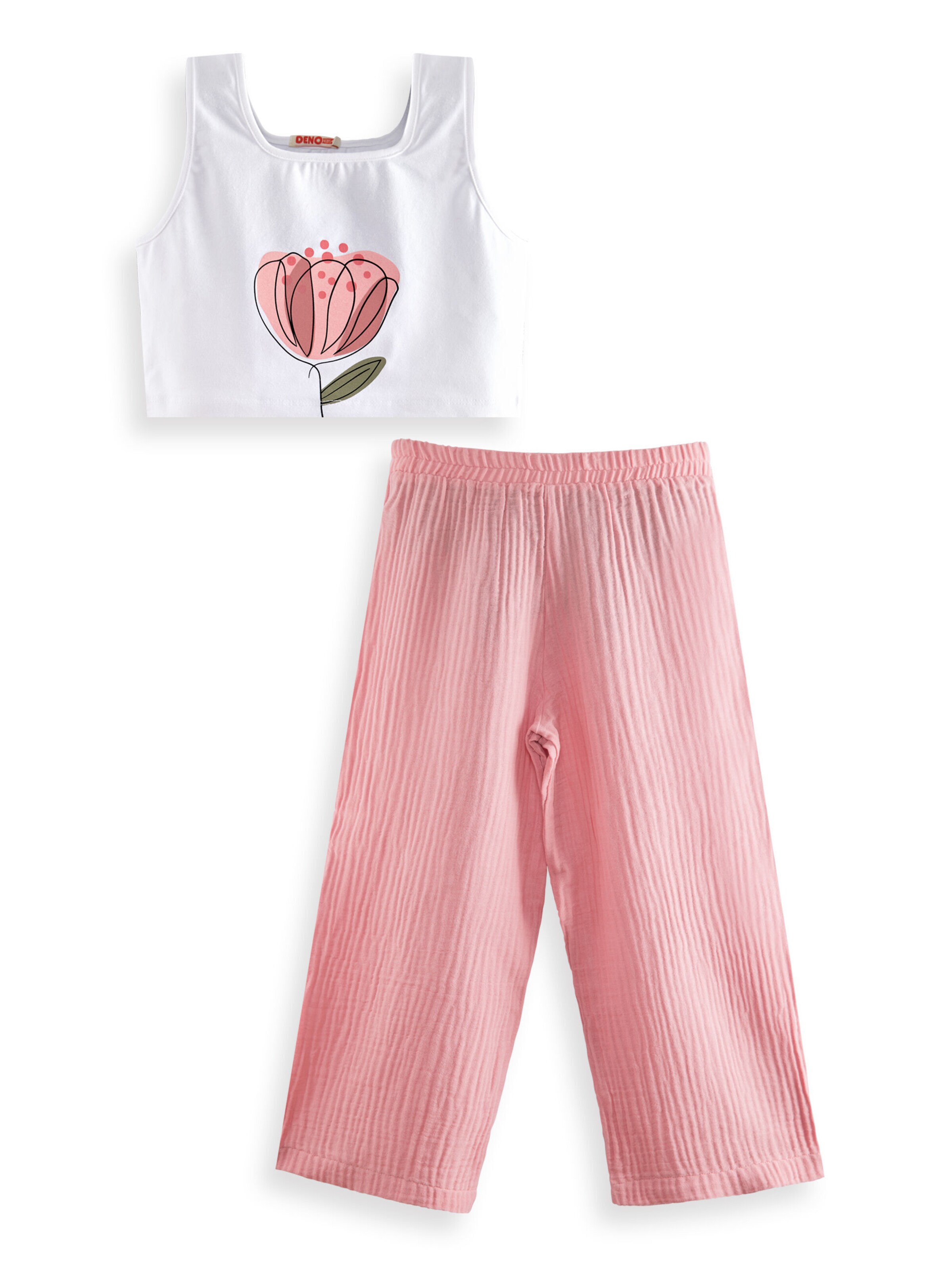 Denokids Set 'Flowers' in Roze: voorkant