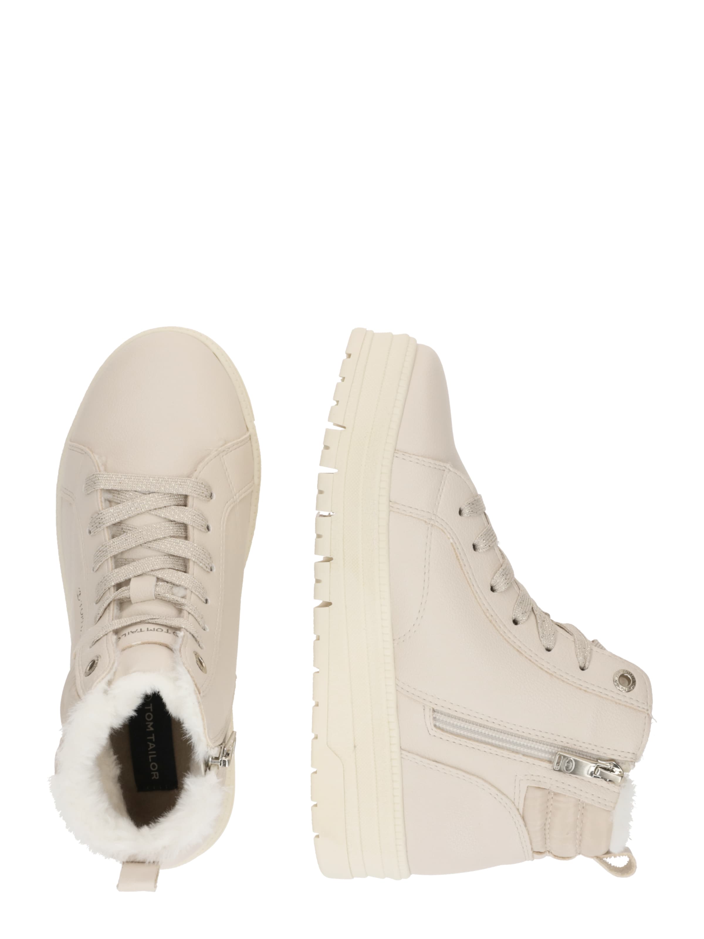 TOM TAILOR Šněrovací kozačky – béžová