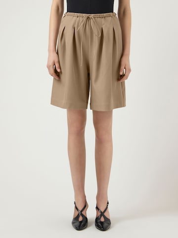 YAS Regular Bandplooibroek 'YASCamia' in Beige: voorkant