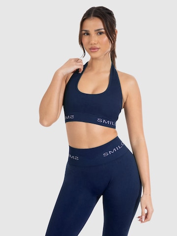 Smilodox Bustier Sport BH ' Azura ' in Blau: Vorderseite