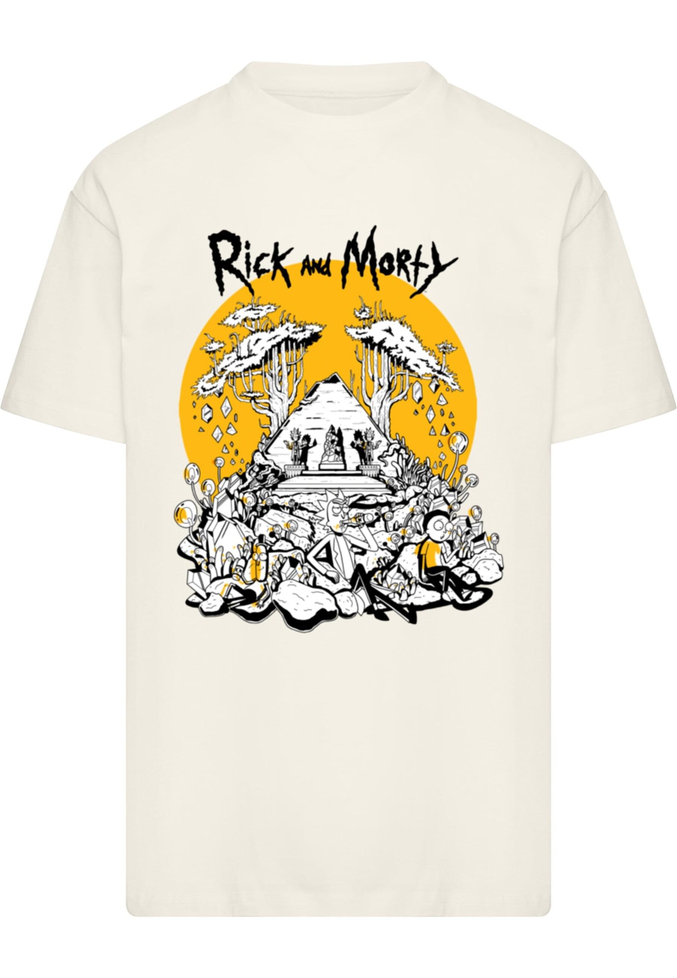 Merchcode Shirt 'Rick and Morty - Rest and Ricklaxation' in Beige: front