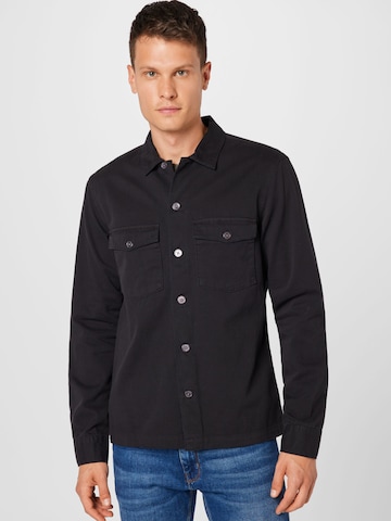 AllSaints Regular Fit Hemd in Schwarz: predná strana