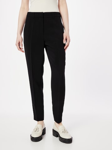 TAIFUN Tapered Pleated Pants in Black: front