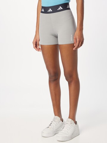 ADIDAS PERFORMANCE Skinny Sportbroek 'Techfit' in Grijs: voorkant