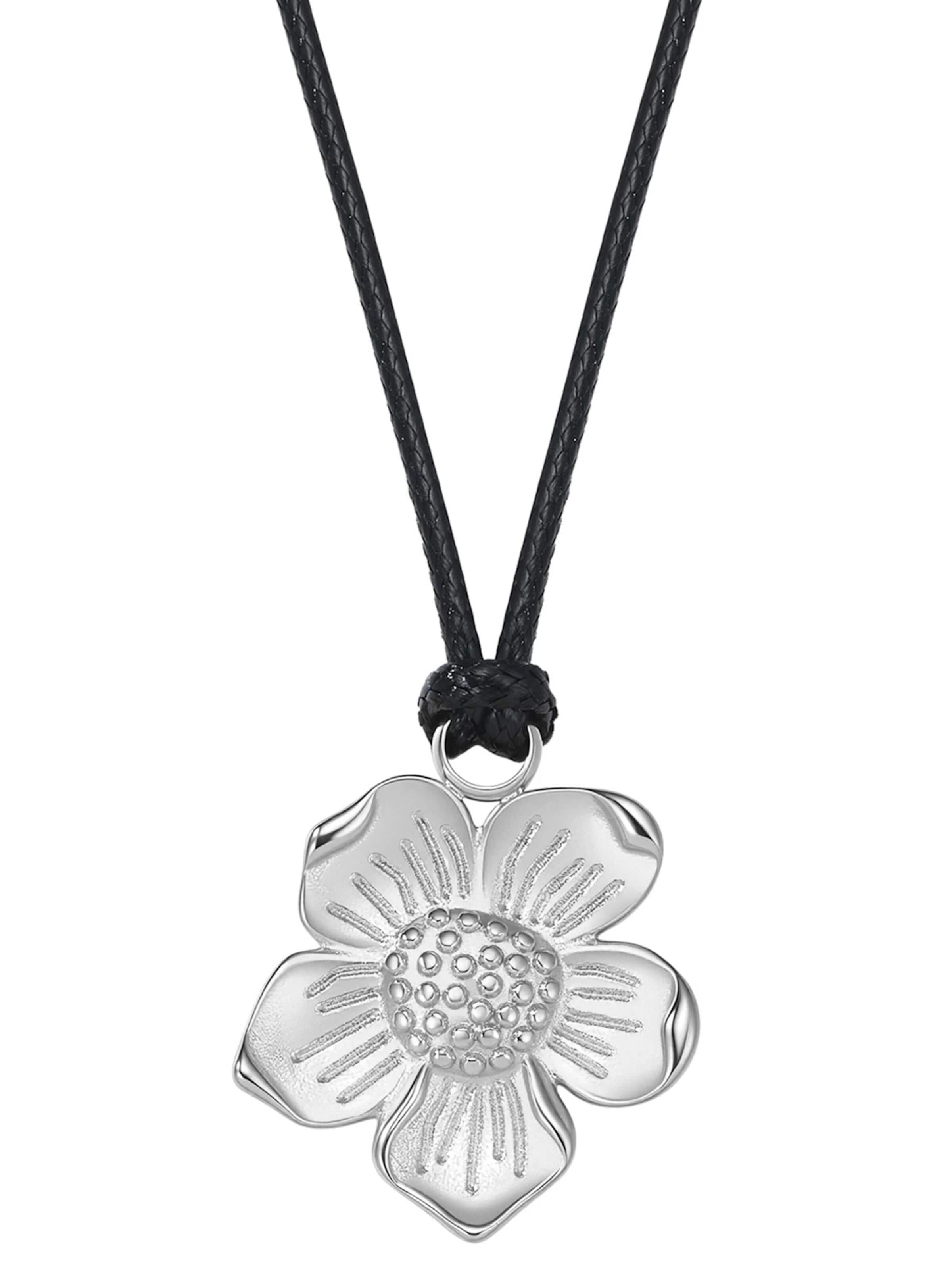 Hey Happiness Ketting 'Daisy Flower Charm Cord' in Zilver
