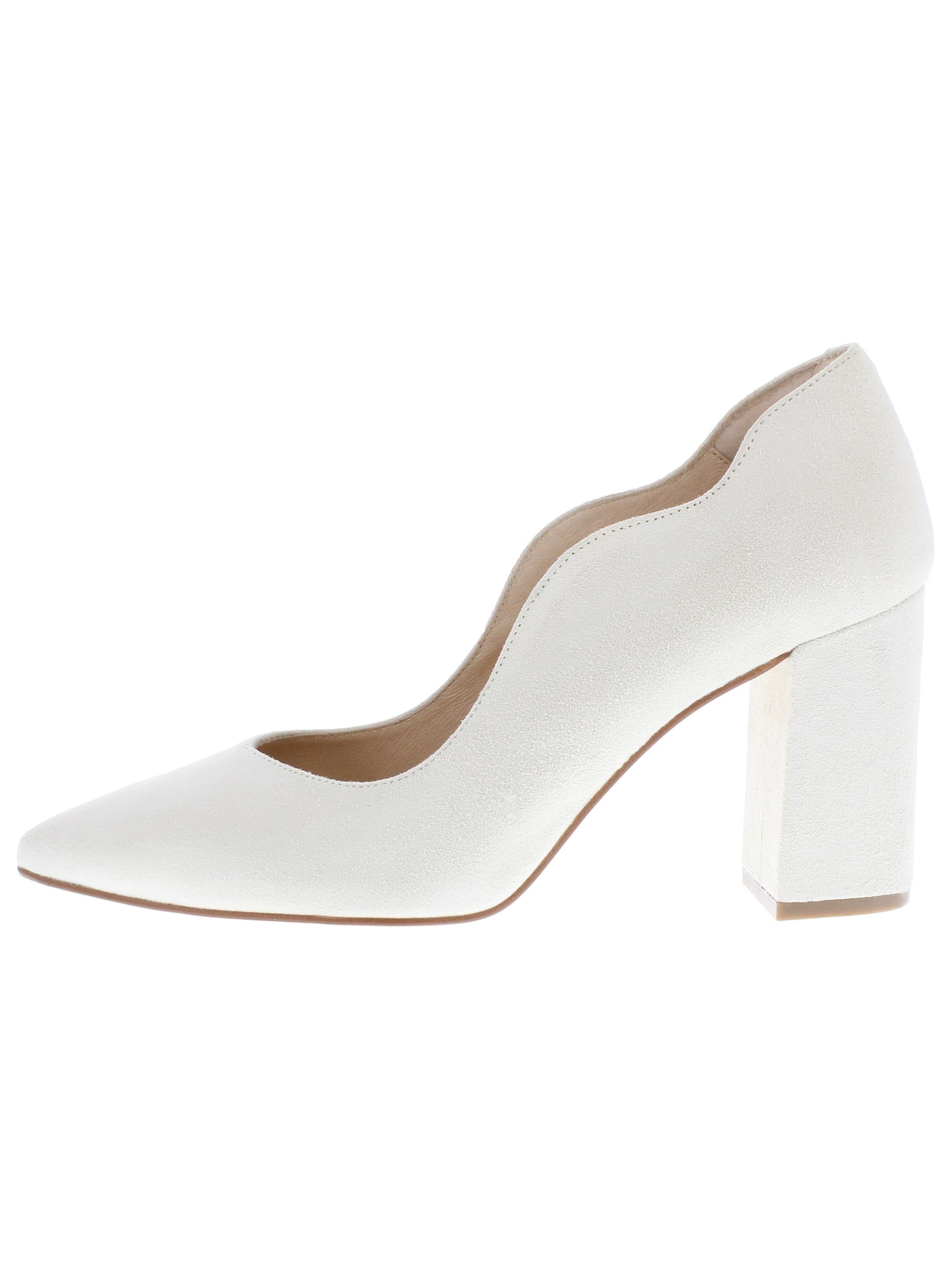 XAVER LUIS Schuhmanufaktur Pumps 'JULI - mit Blockabsatz' in Beige: front