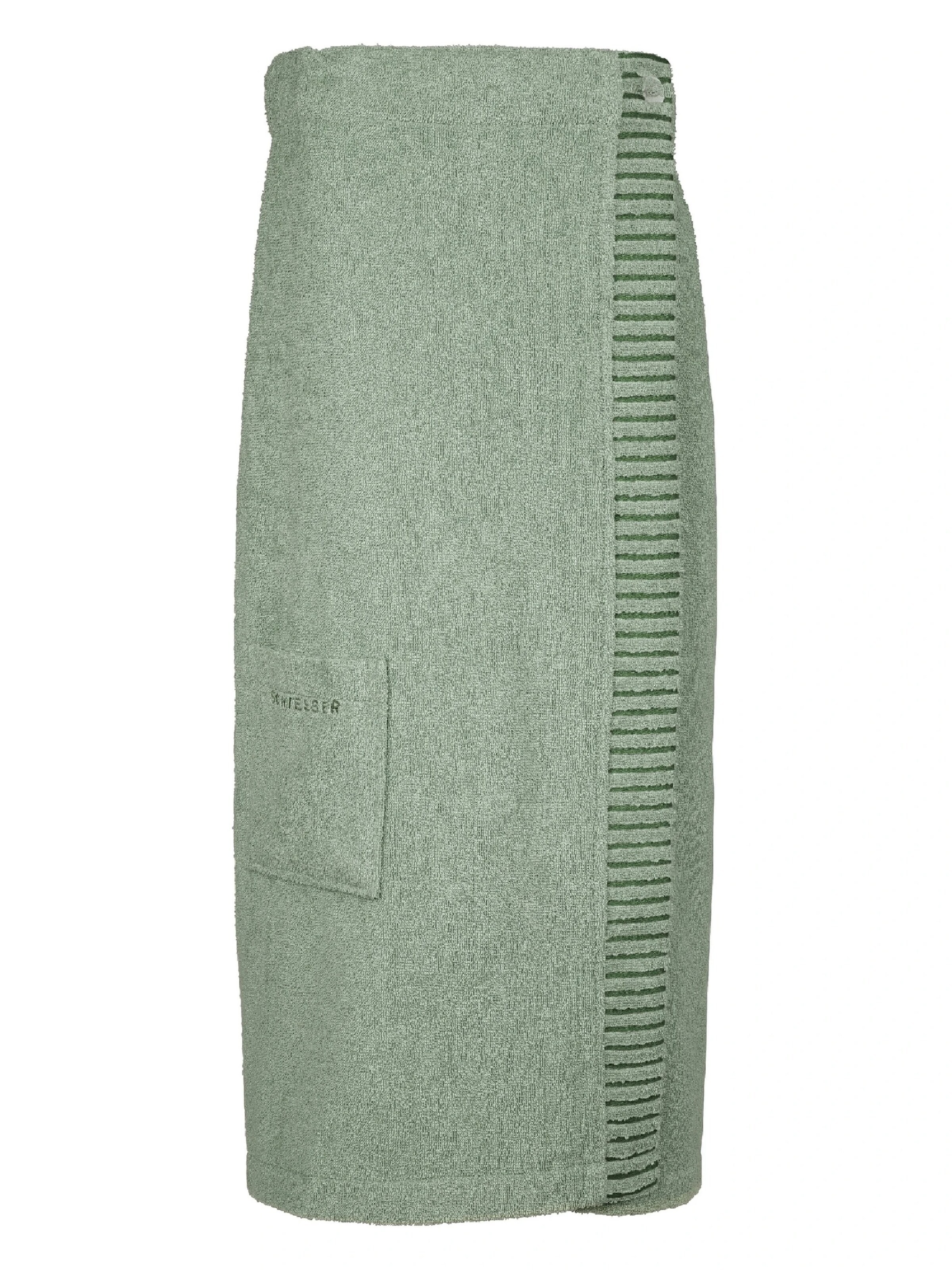 SCHIESSER Short Bathrobe 'Saunakilt Rom Damen' in Green: front