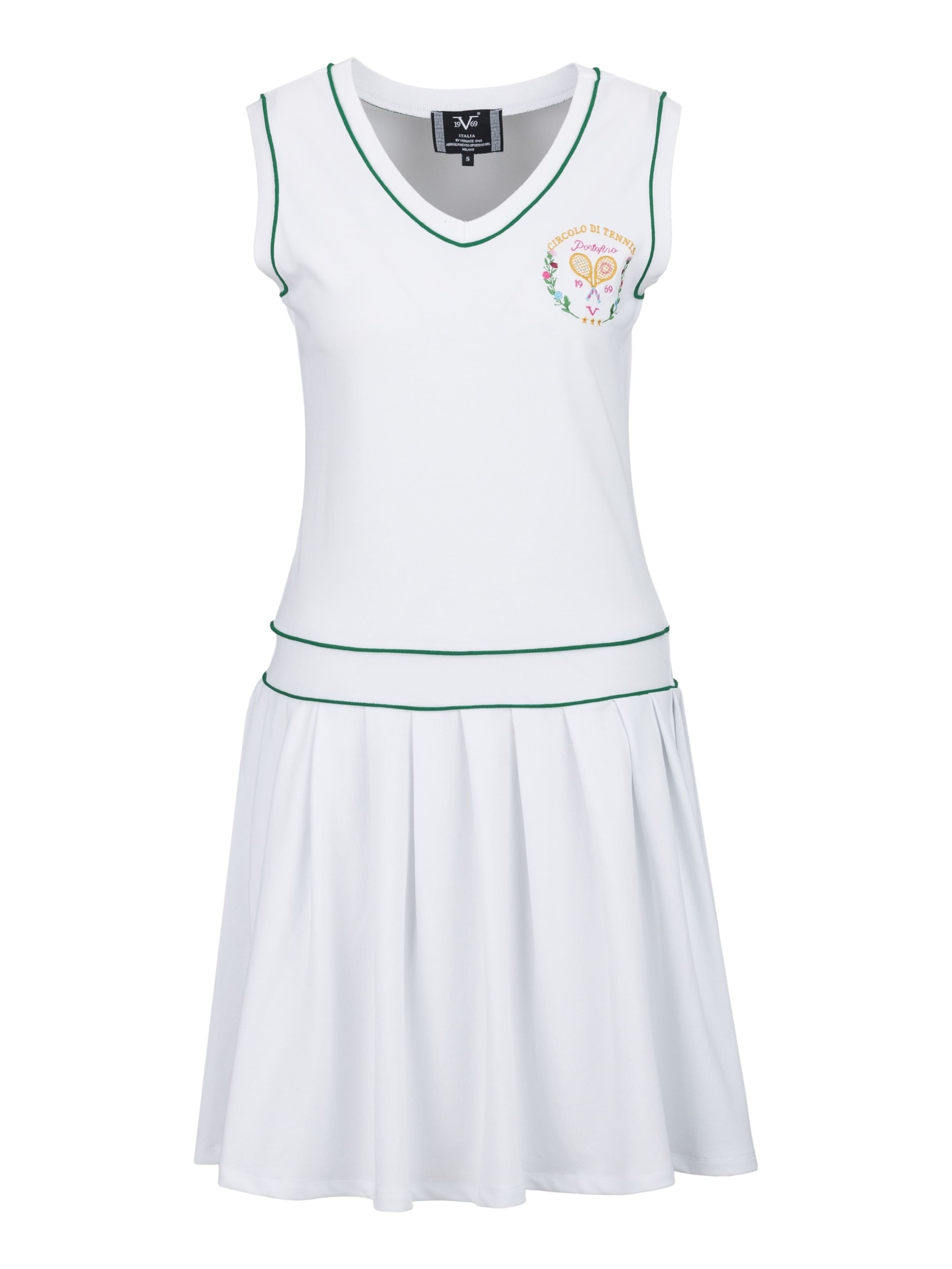19V69 ITALIA Zomerjurk ' PAOLA TENNIS ' in Wit: voorkant