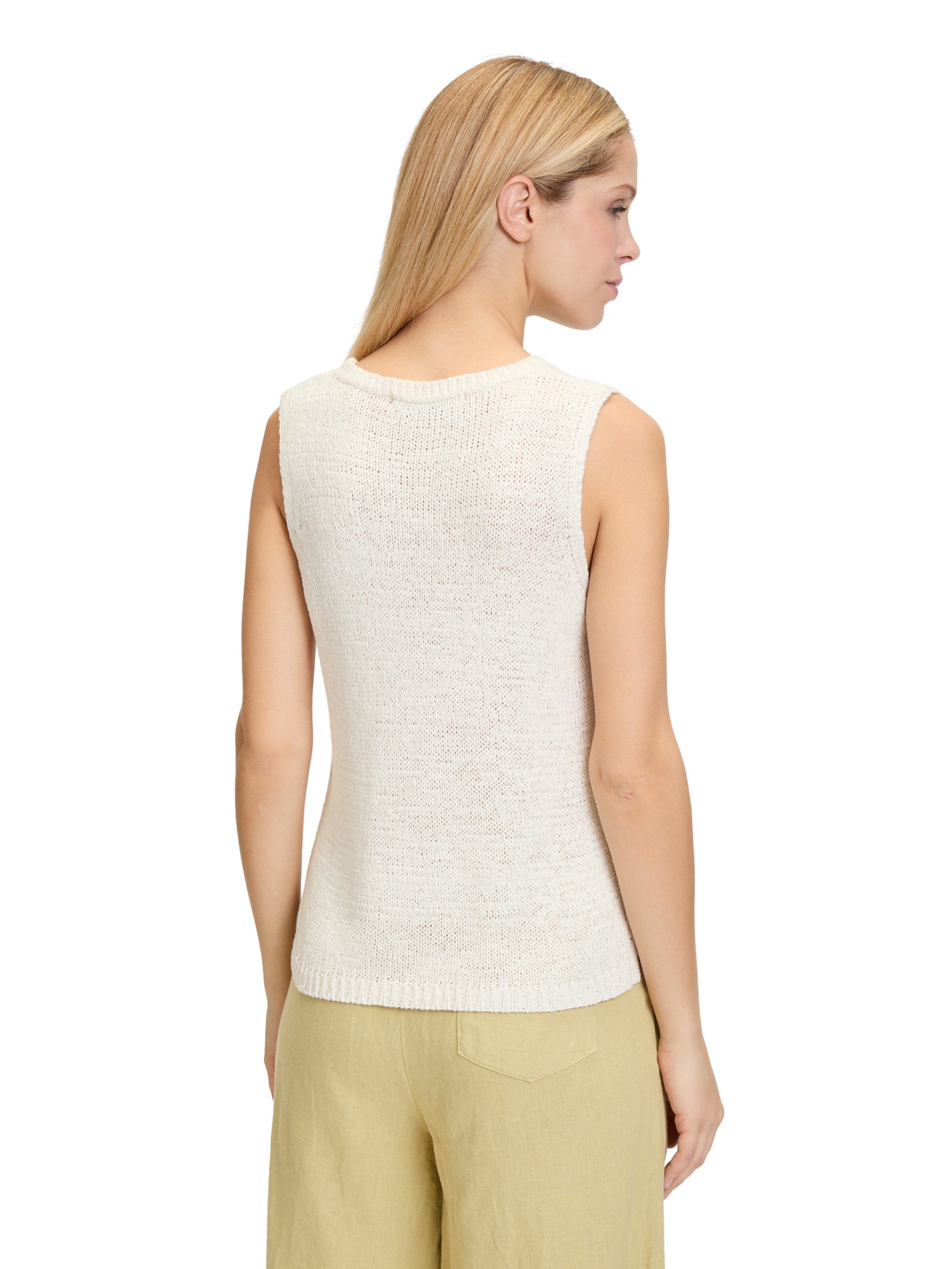 Cartoon Strick-Top mit Rundhalsausschnitt in Weiß